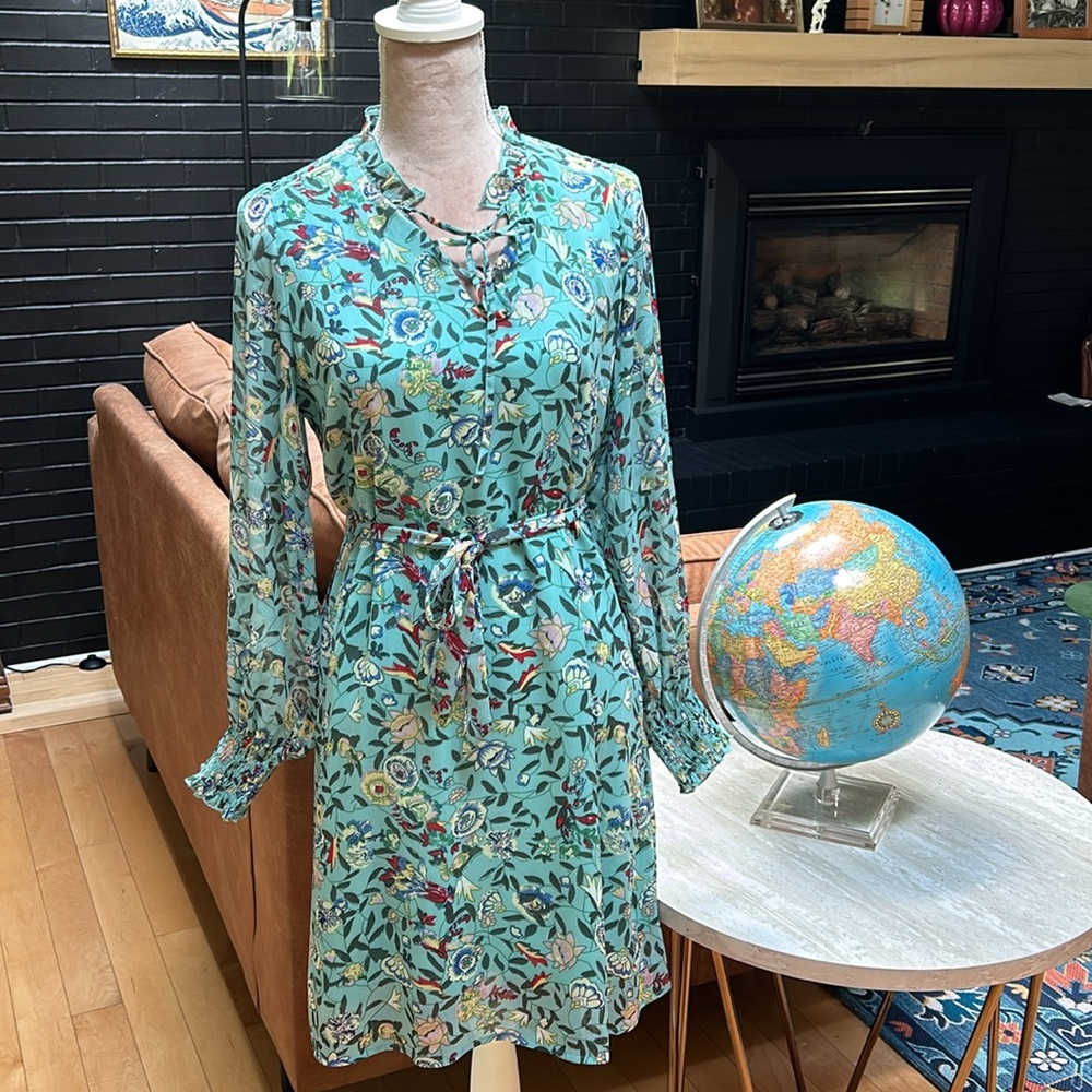 ESQUALO, Botanical Chiffon Dress, size 6